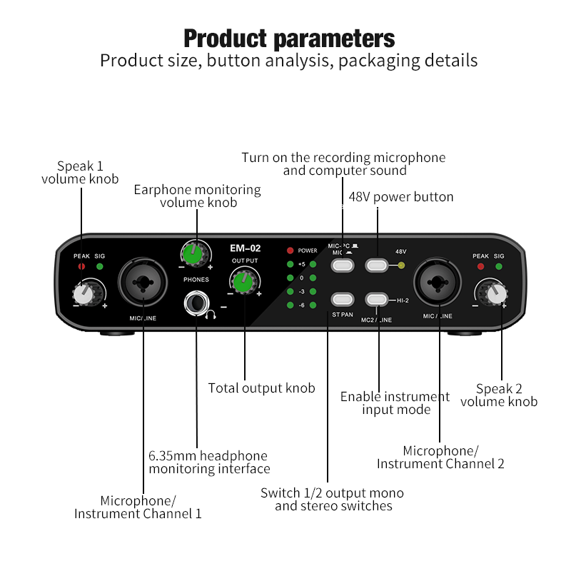 Condenser Microphone Kit - Mikrofonlu Ses Arayüzü 48V Preamp 32-bit/384KHz
