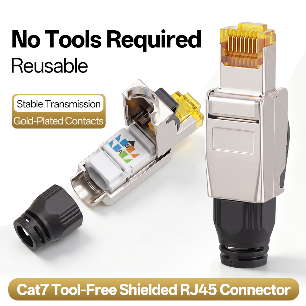 Rj45 Jack - RJ45 Konnektör Cat7 Aletsiz Korumalı Çinko
