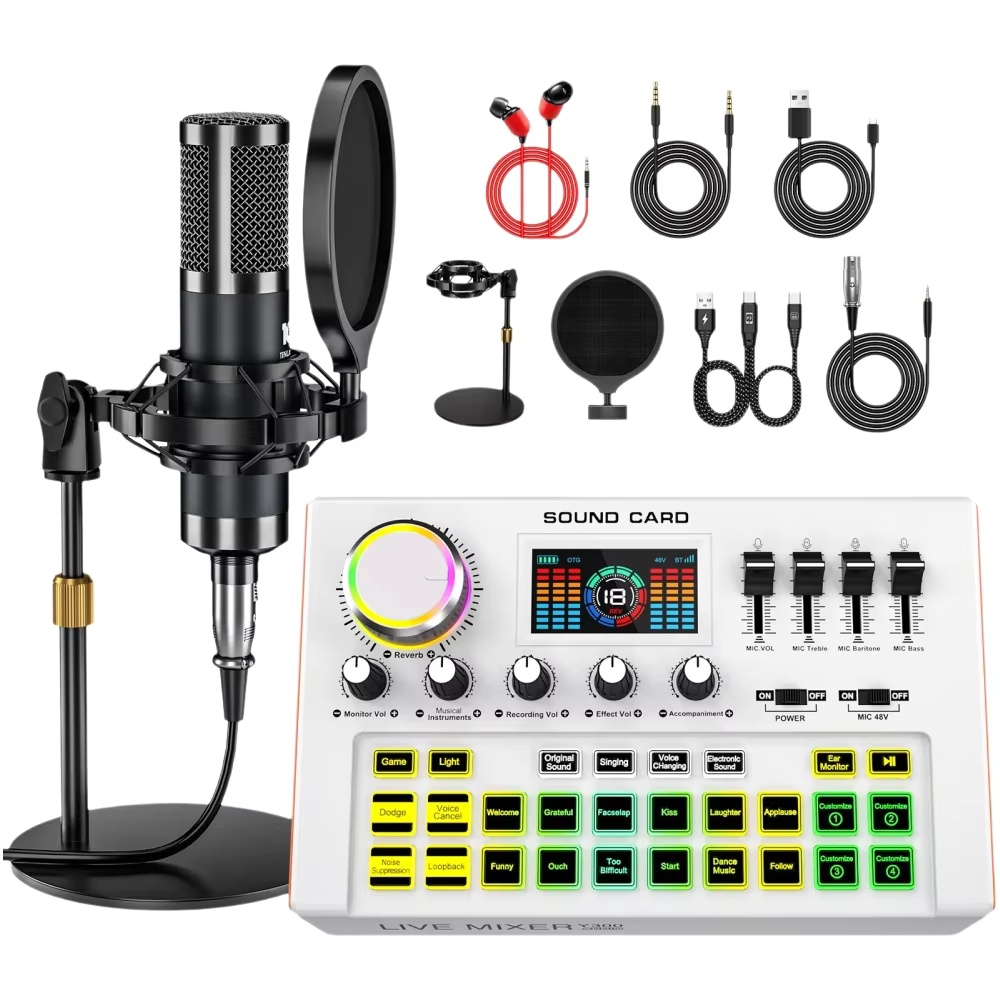 Condenser Microphone Kit - Tenlamp Podcast Ekipman Seti, 4 Kişilik