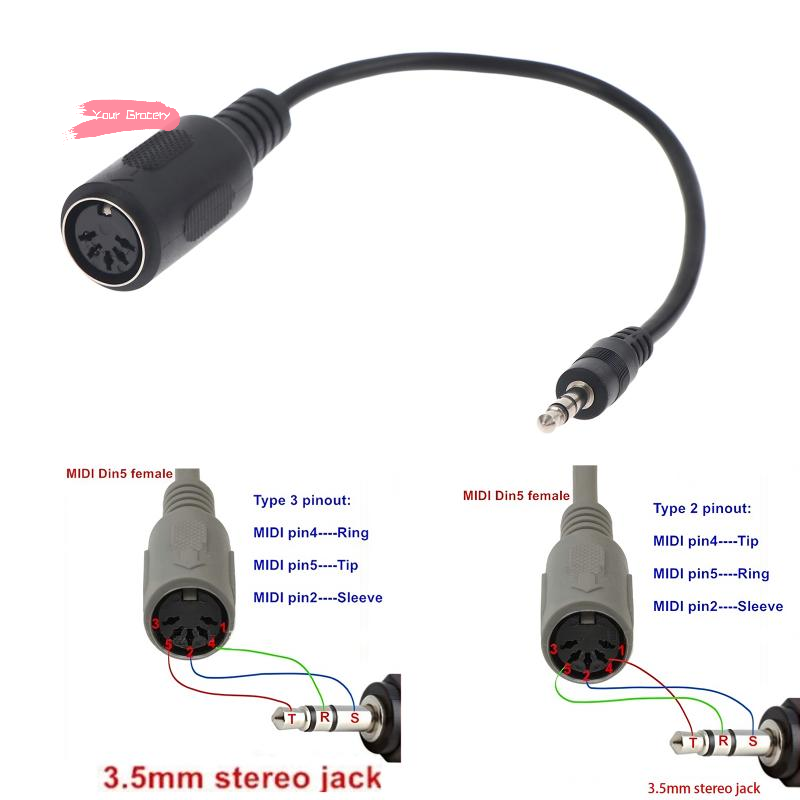 Trs Cable - Y-MIDI Din 5 ila 3.5mm TRS