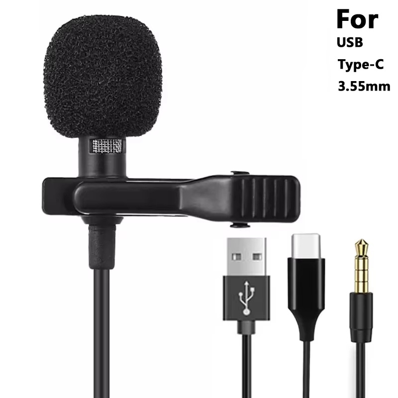 Microphone Capsule - 3.5mm Mini Taşınabilir Yaka Mikrofonu PC