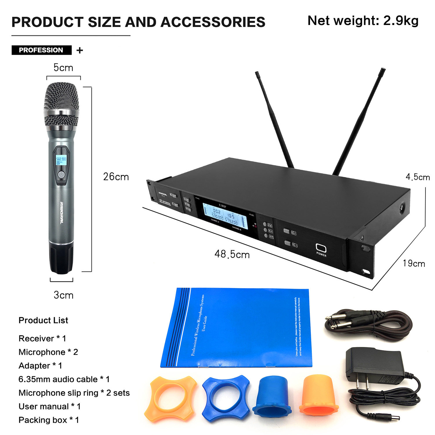 Condenser Microphone Kit - 2026 RV-2 Profesyonel FM Kablosuz Karaoke